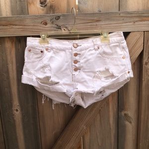 One Teaspoon Bandit white distressed shorts